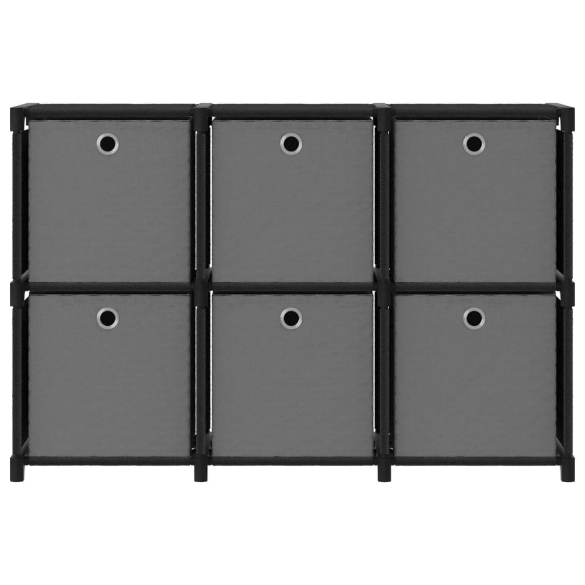 Estantería de 6 cubos con cajas tela negra 103x30x72,5 cm
