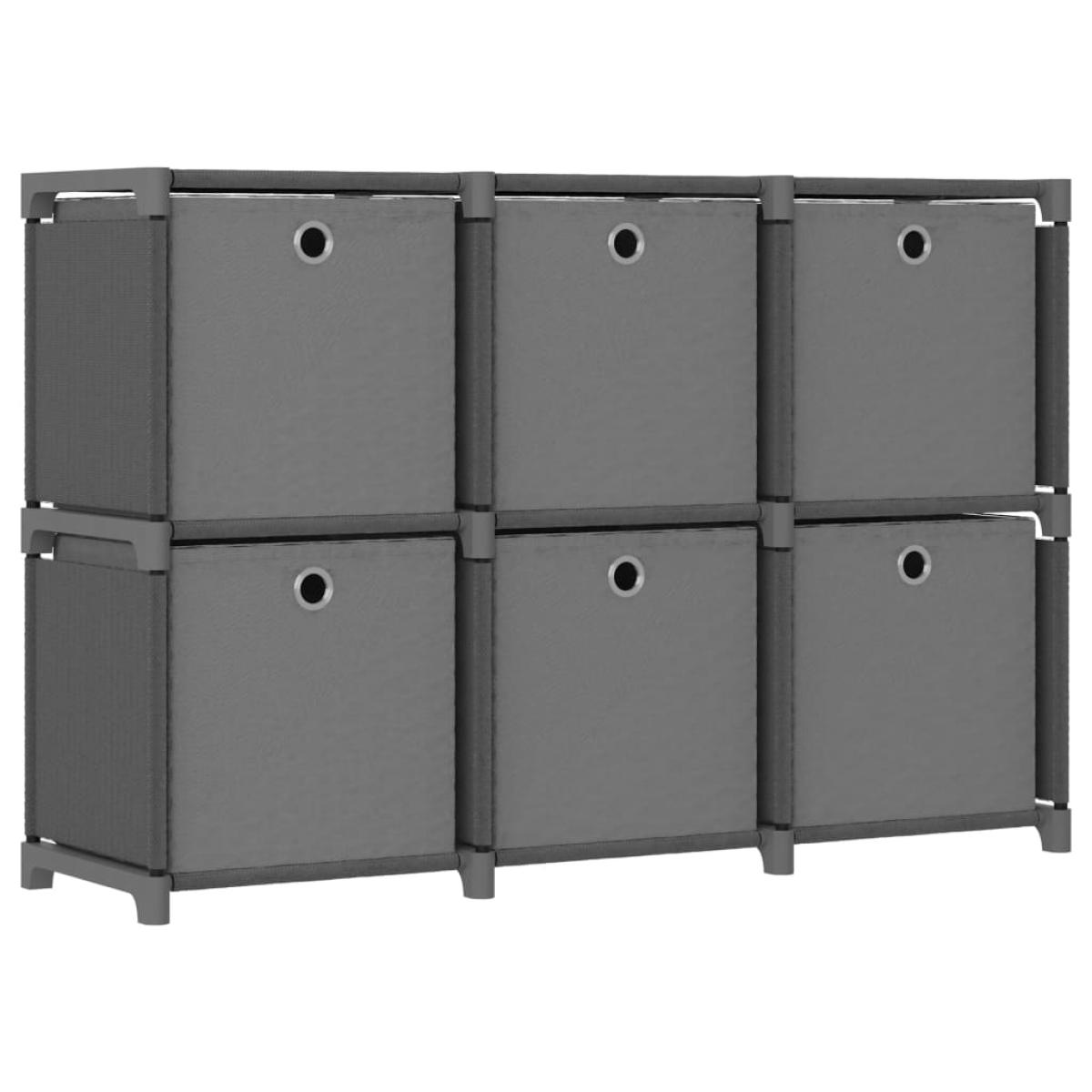 Estantería de 6 cubos con cajas tela gris 103x30x72,5 cm