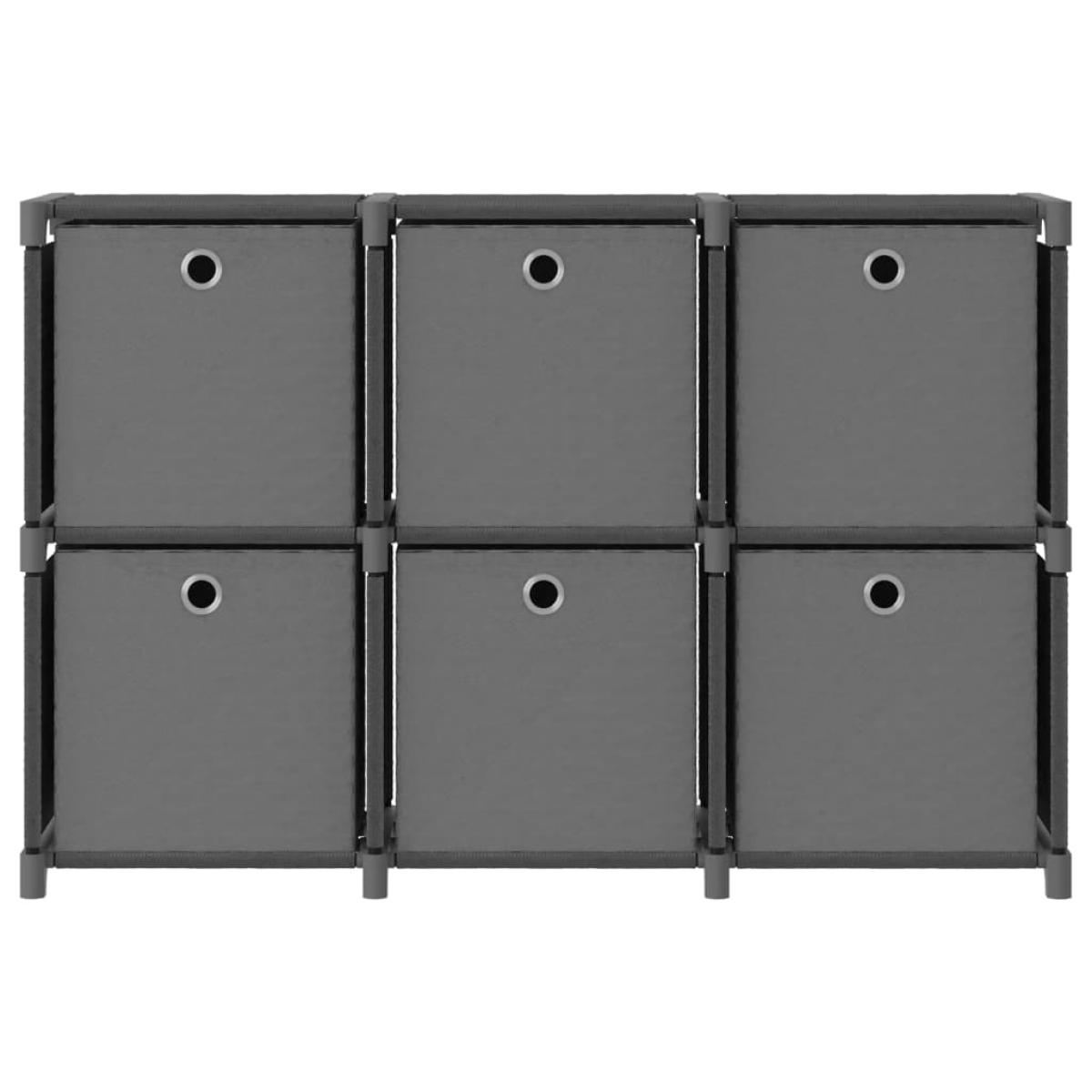 Estantería de 6 cubos con cajas tela gris 103x30x72,5 cm