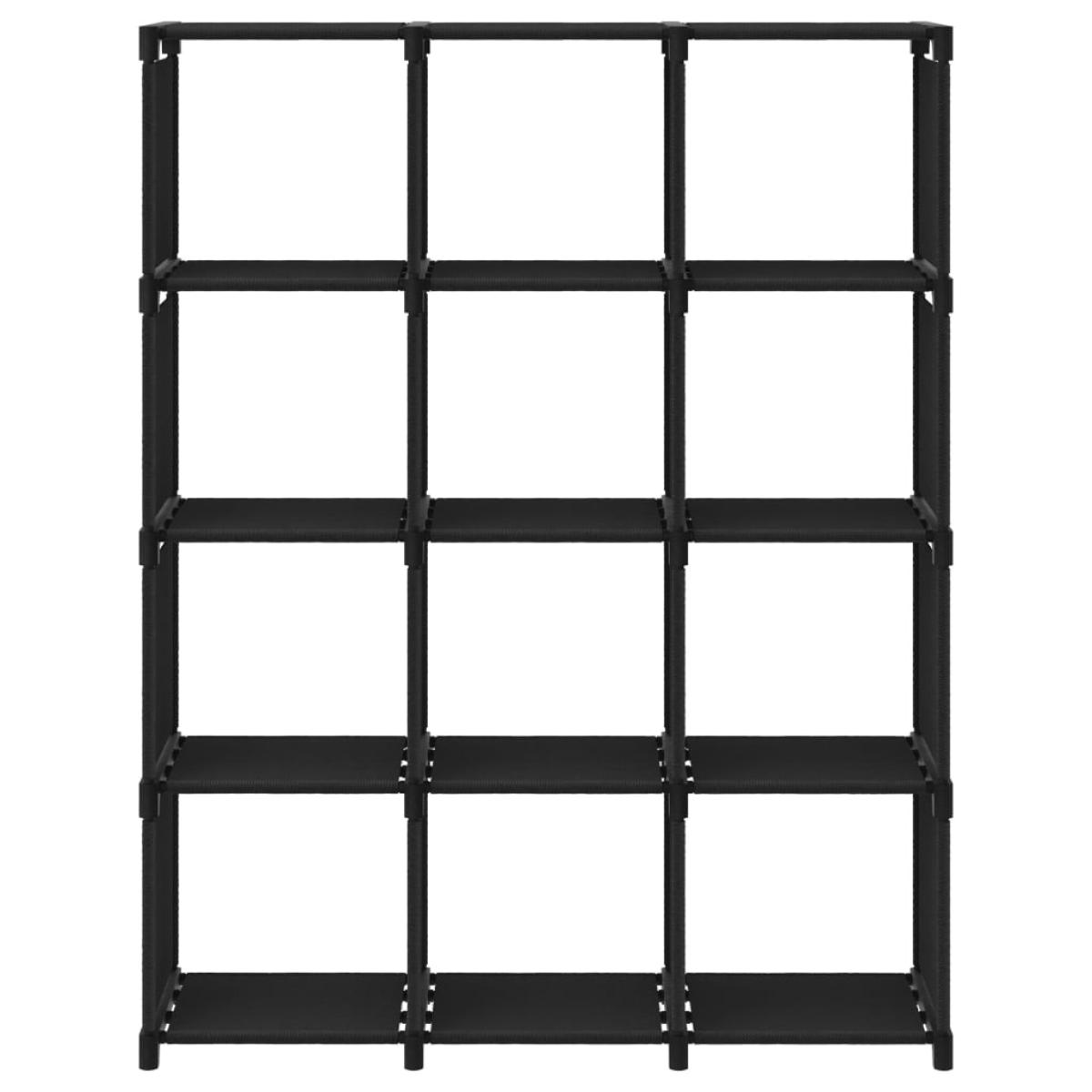 Estantería de 12 cubos de tela negra 103x30x141 cm