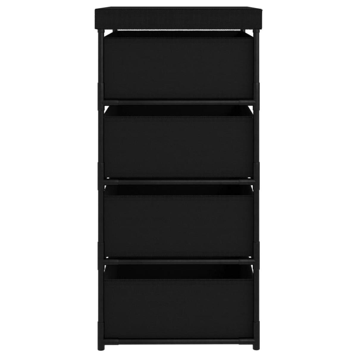 Estante de almacenamiento 4 cestas de tela acero negro