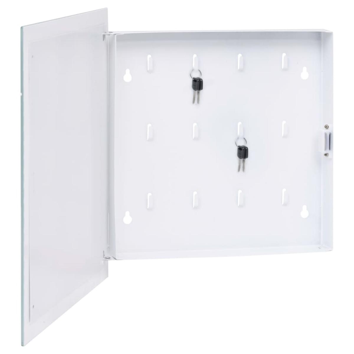 Caja de llaves con tablero magnético blanca 35x35x5,5 cm