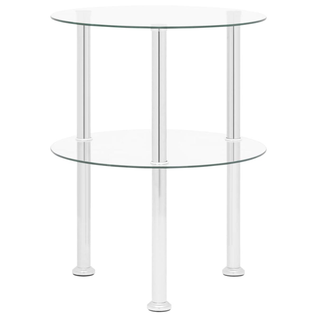 Mesa auxiliar 2 niveles vidrio templado transparente 38 cm