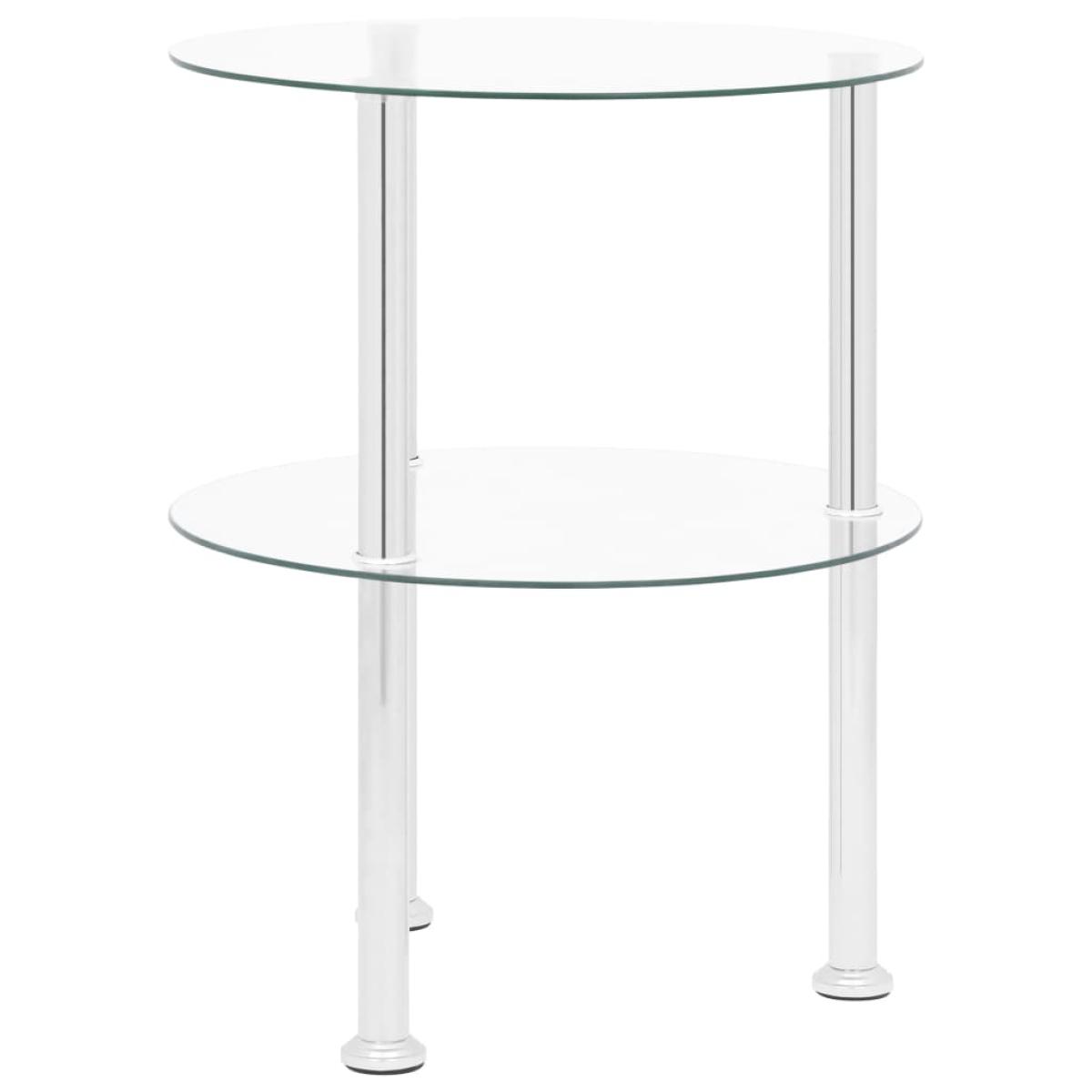 Mesa auxiliar 2 niveles vidrio templado transparente 38 cm