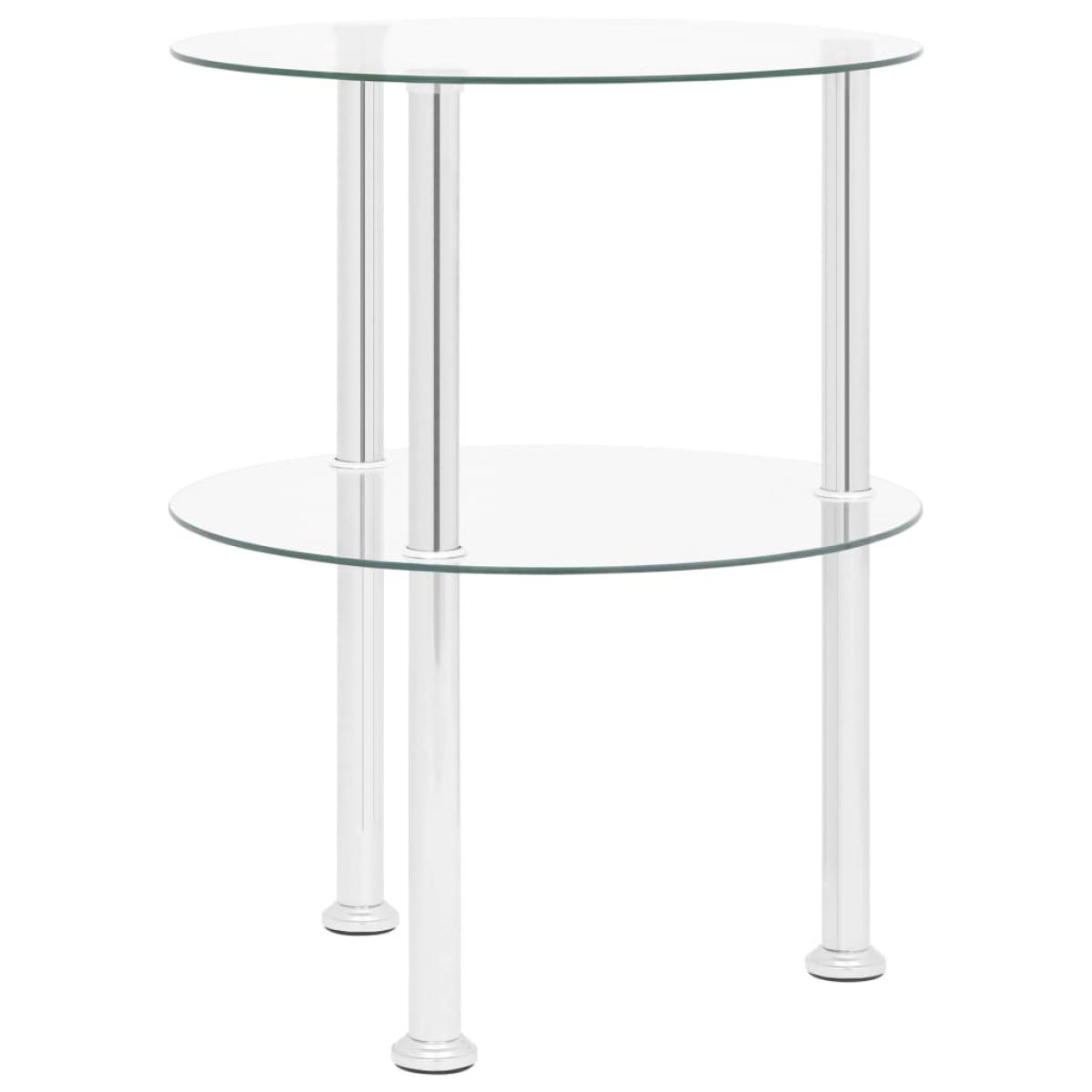 Mesa auxiliar 2 niveles vidrio templado transparente 38 cm