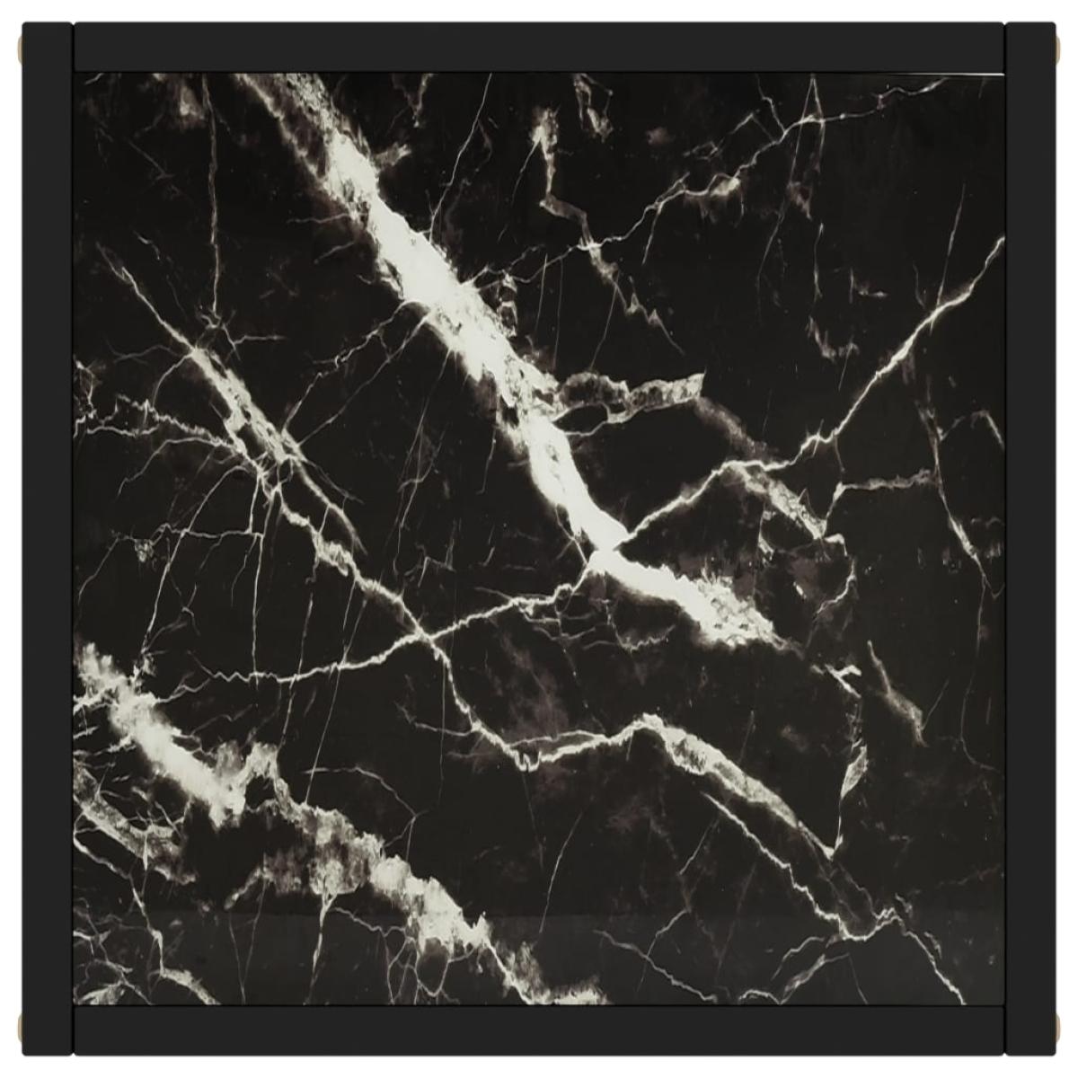 Mesa de centro negra con vidrio de mármol negro 40x40x50 cm