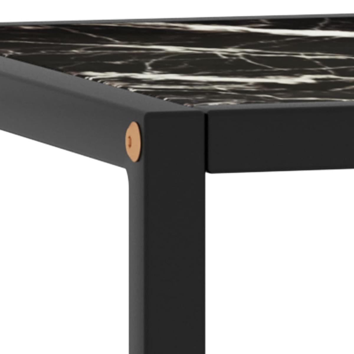 Mesa de centro negra con vidrio de mármol negro 40x40x50 cm