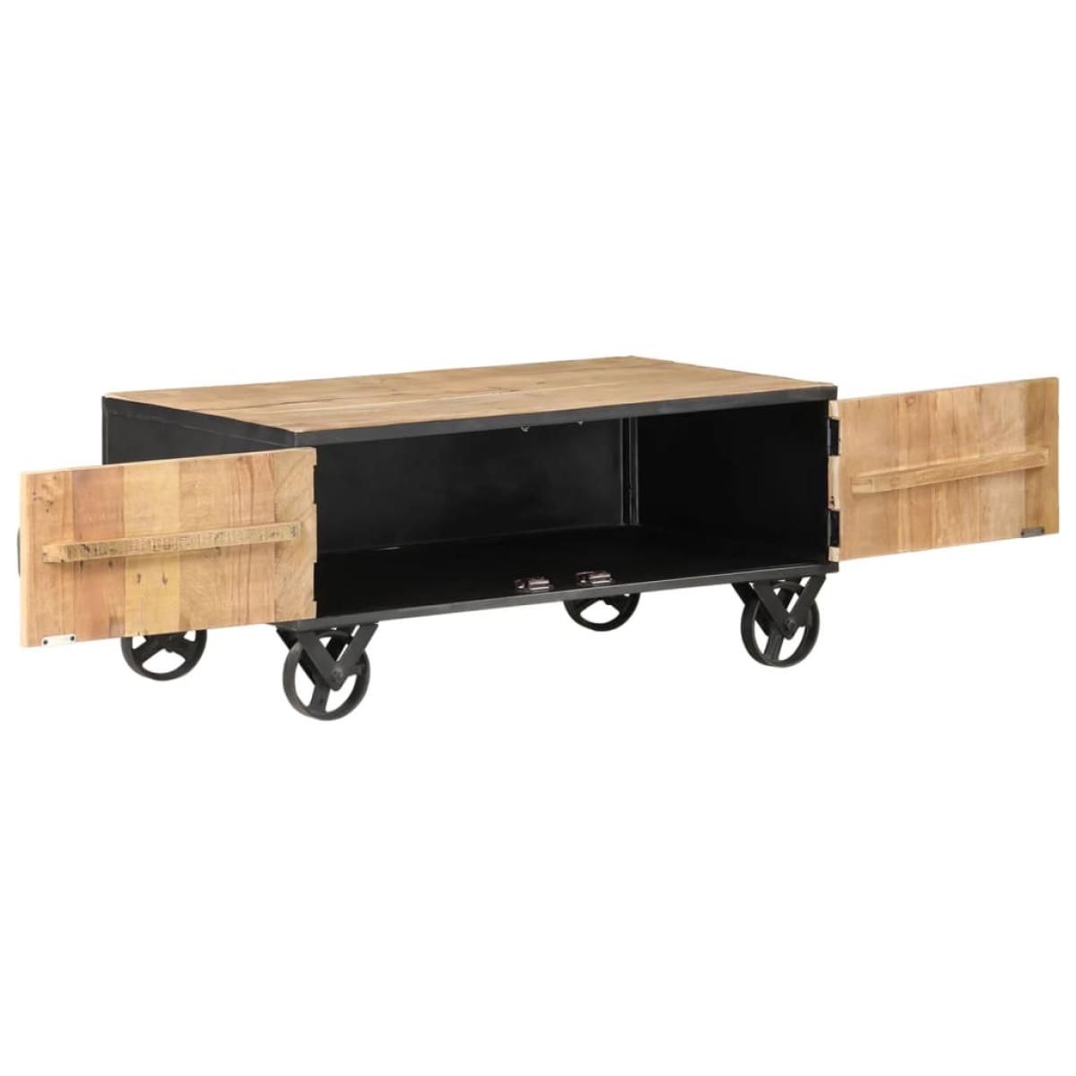 Mesa de centro de madera maciza reciclada 90x50x39 cm