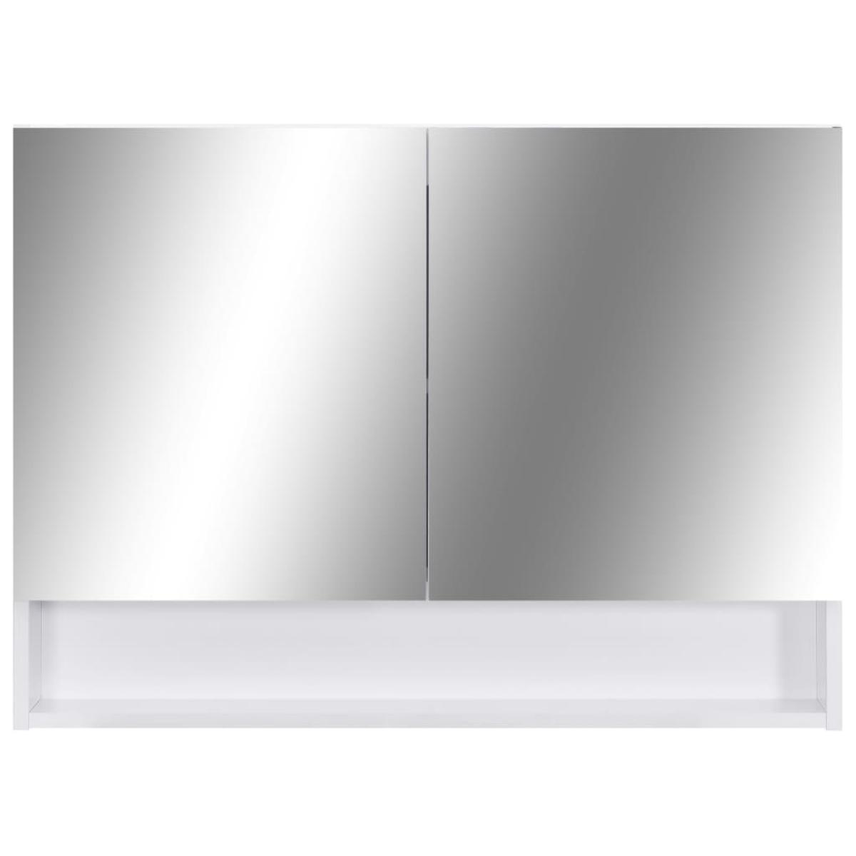 Armario de espejo de baño con LED MDF blanco 80x15x60 cm
