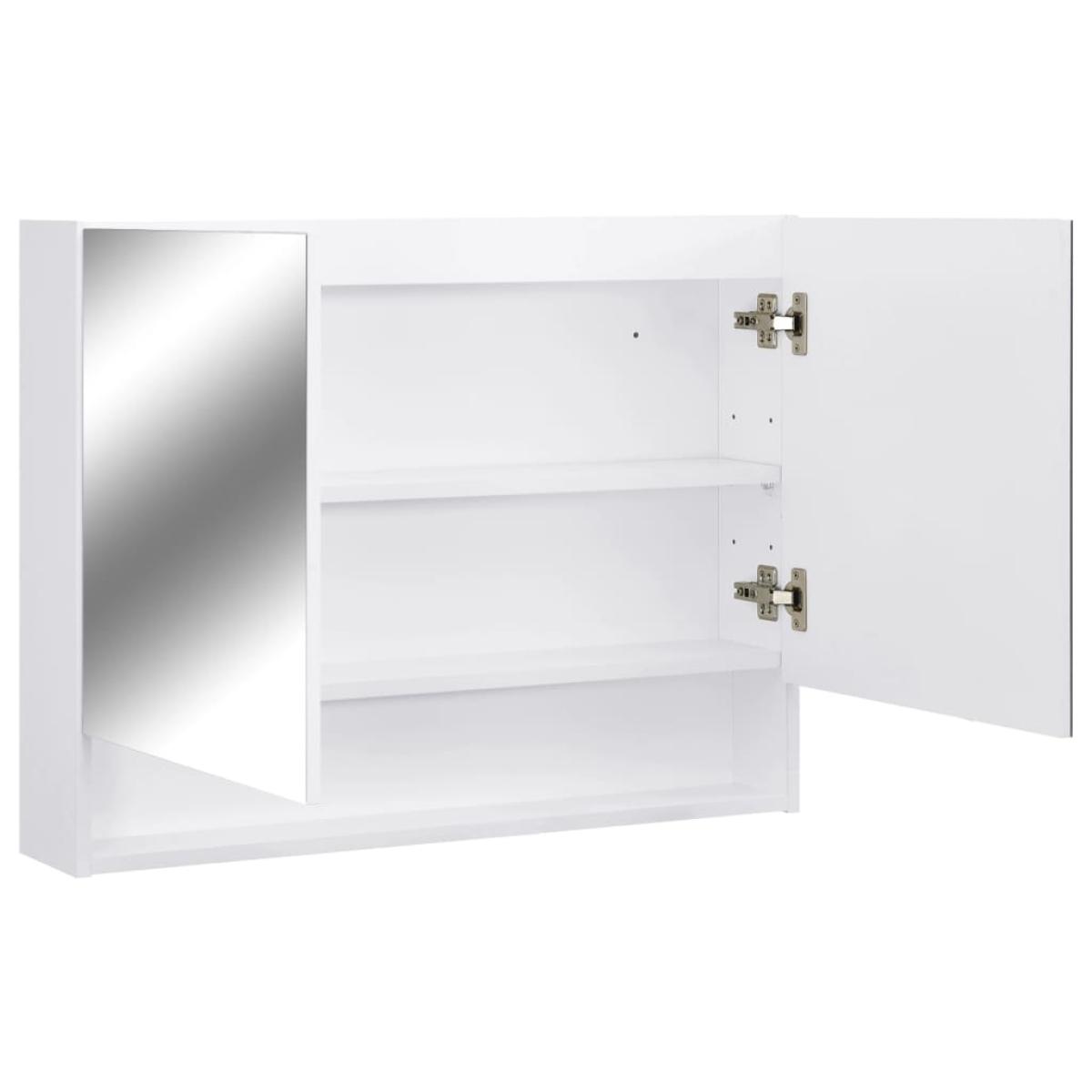 Armario de espejo de baño con LED MDF blanco 80x15x60 cm