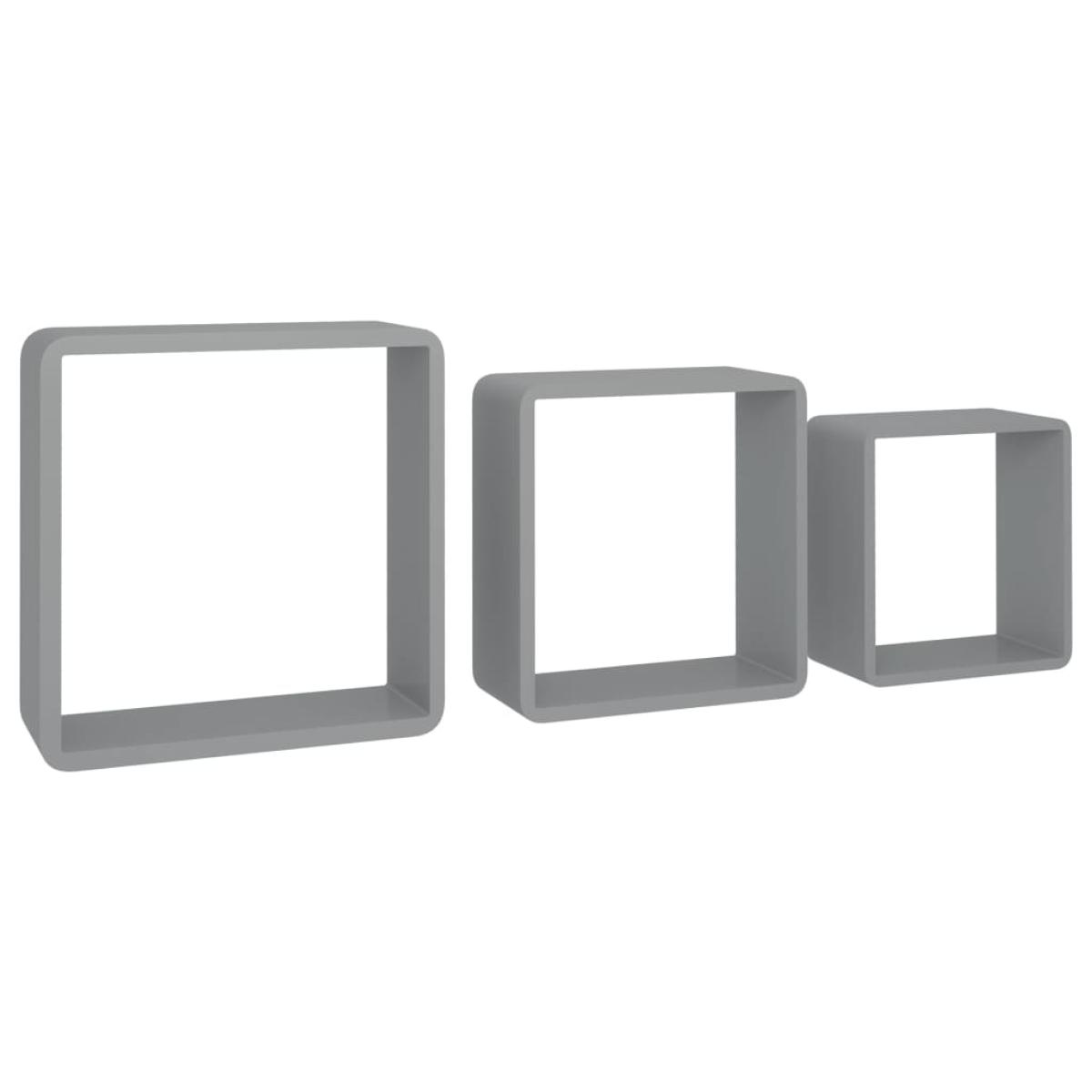 Estanterías de cubos de pared 3 piezas MDF gris
