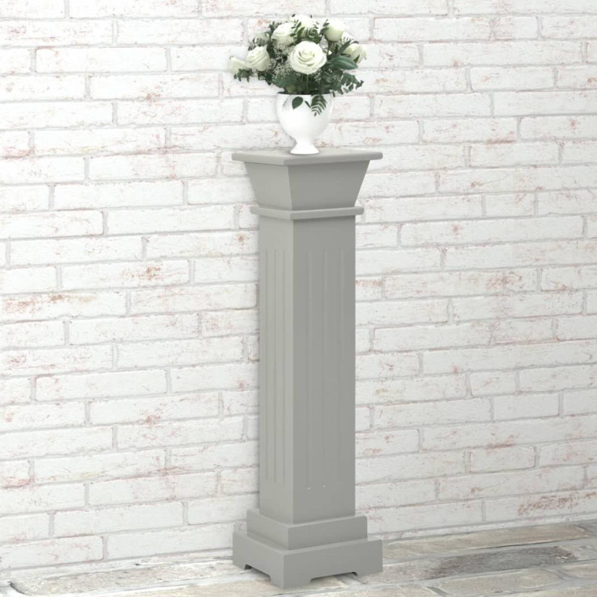 Soporte plantas pilar cuadrado clásico gris 17x17x66 cm MDF