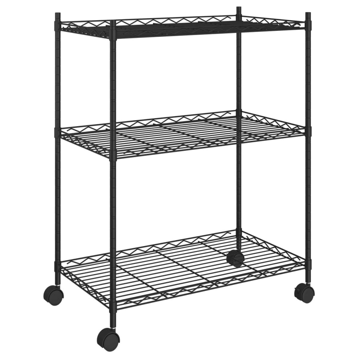 Estantería de 3 niveles con ruedas negro 60x35x81 cm 150 kg