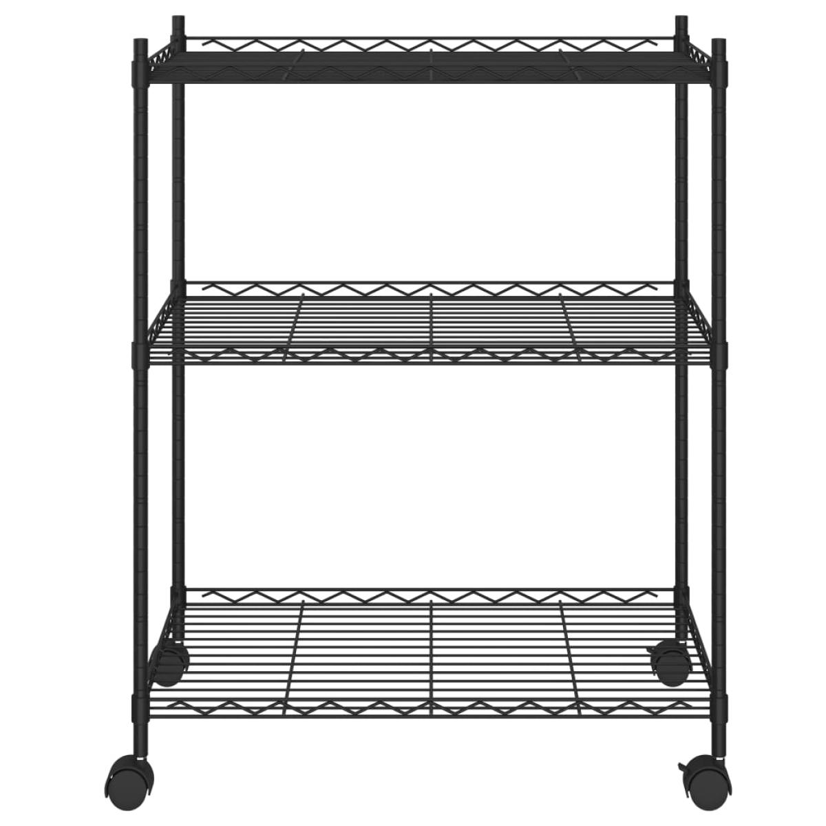 Estantería de 3 niveles con ruedas negro 60x35x81 cm 150 kg