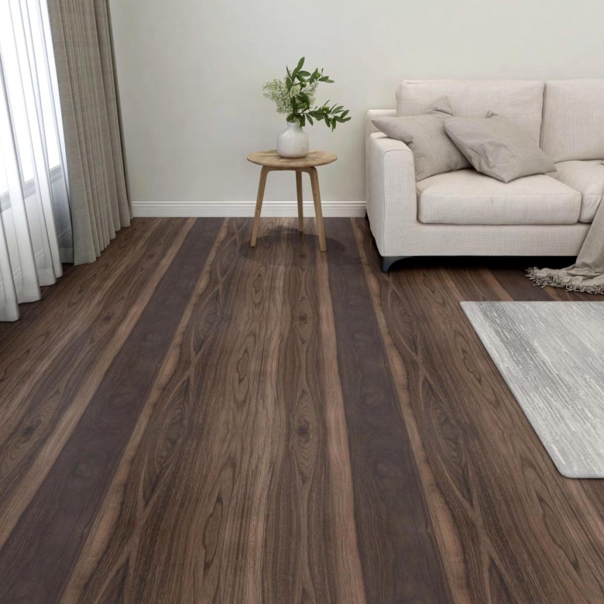 Lamas para suelo autoadhesivas 55 uds PVC 5,11 m² marrón oscuro
