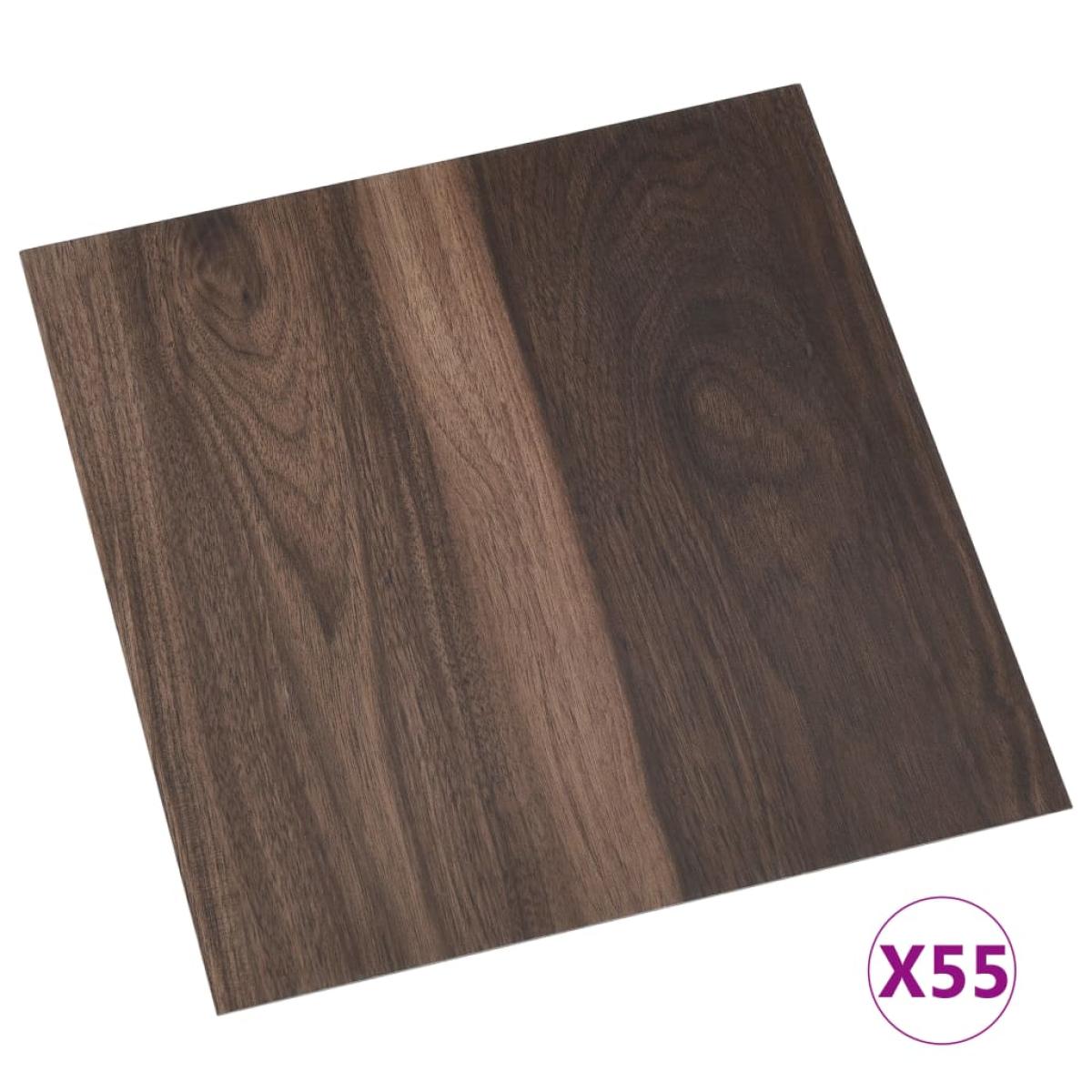 Lamas para suelo autoadhesivas 55 uds PVC 5,11 m² marrón oscuro