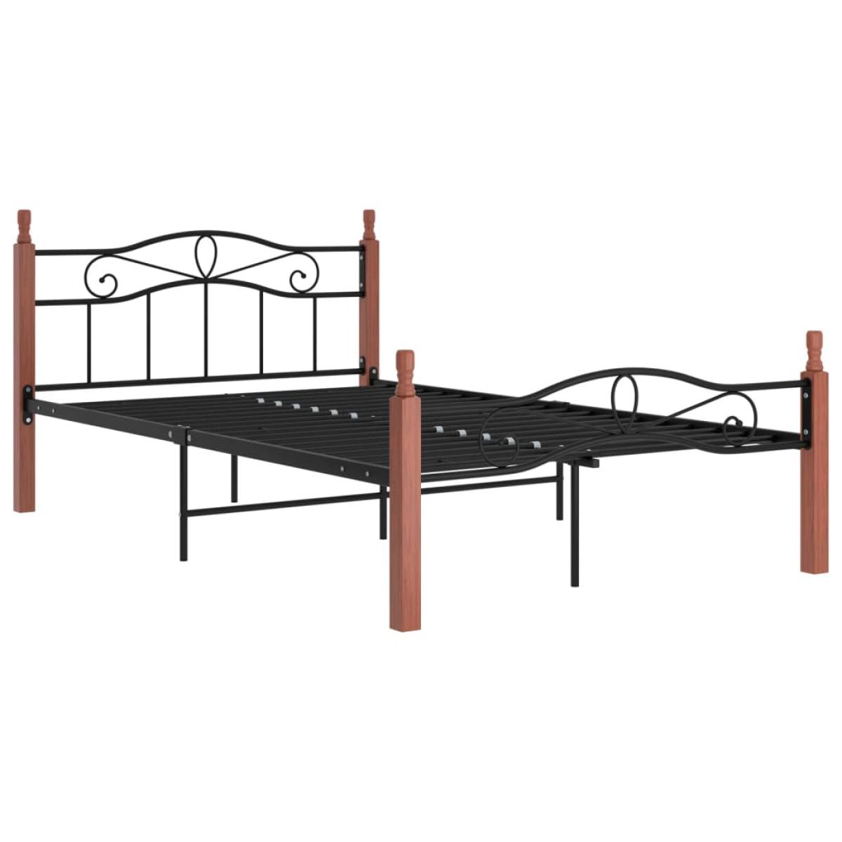 Estructura de cama metal y madera maciza de roble 120x200 cm