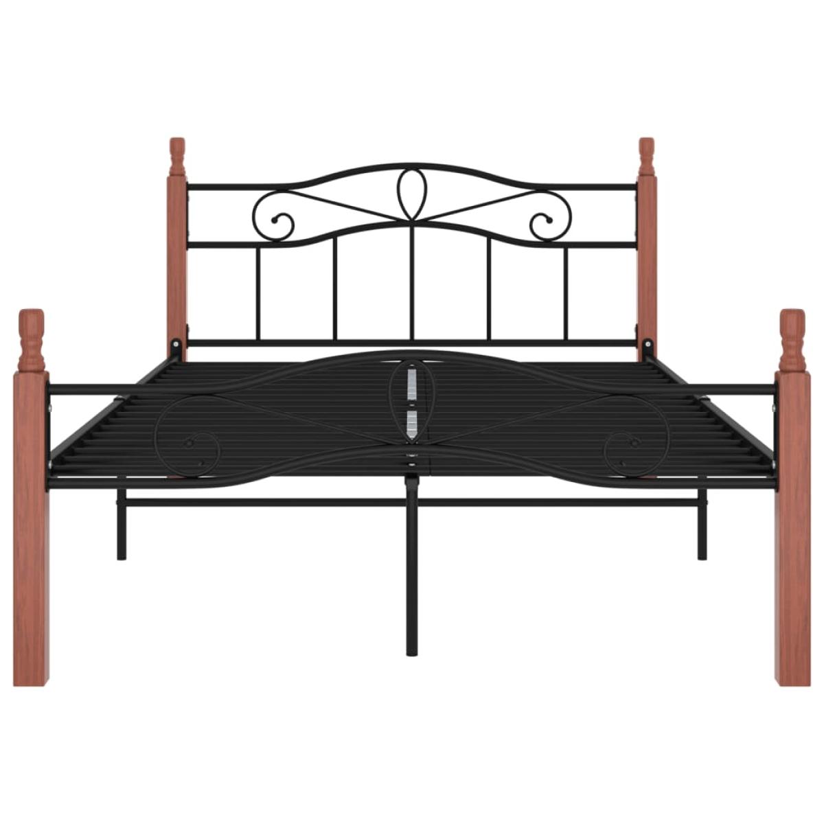 Estructura de cama metal y madera maciza de roble 120x200 cm