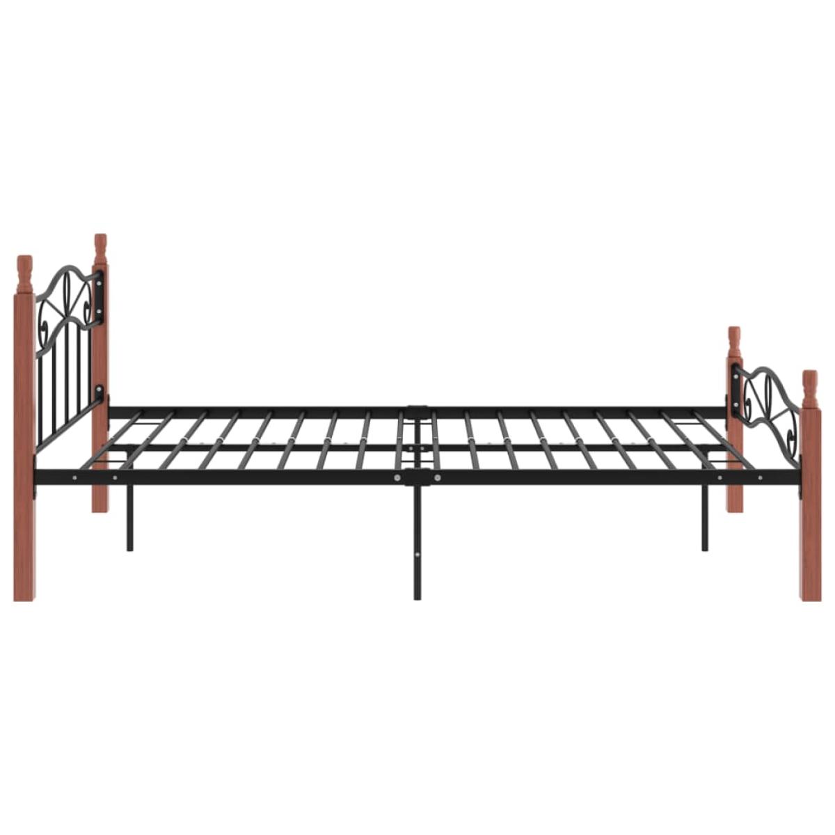 Estructura de cama metal y madera maciza de roble 120x200 cm