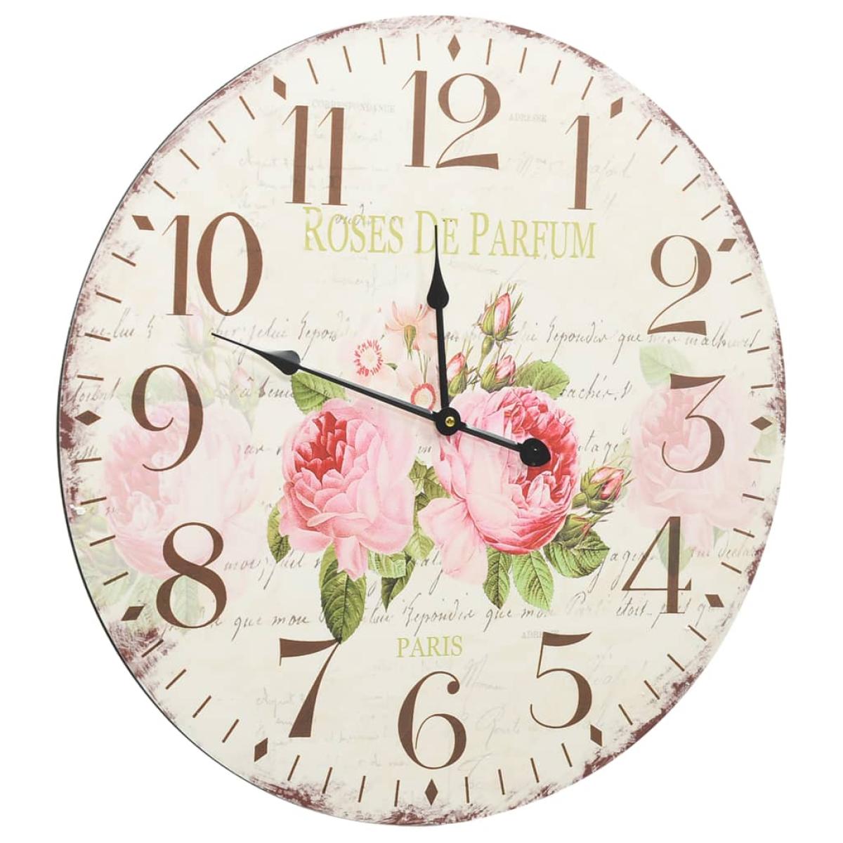 Reloj de pared vintage con flores 60 cm 