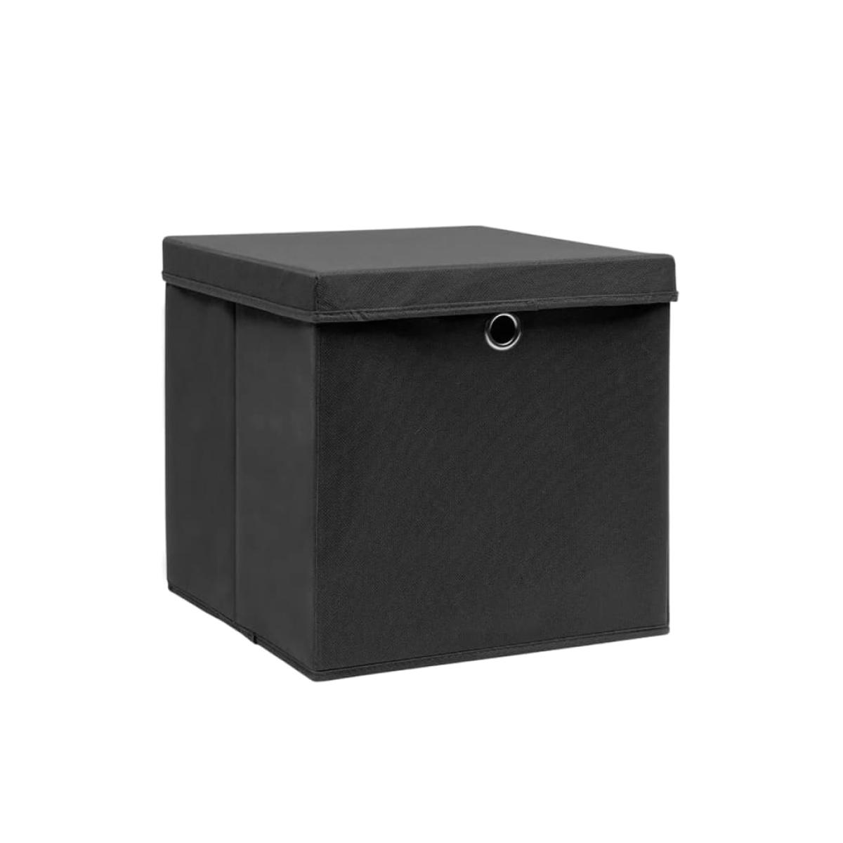 Cajas de almacenamiento con cubiertas 4 uds 28x28x28 cm negro