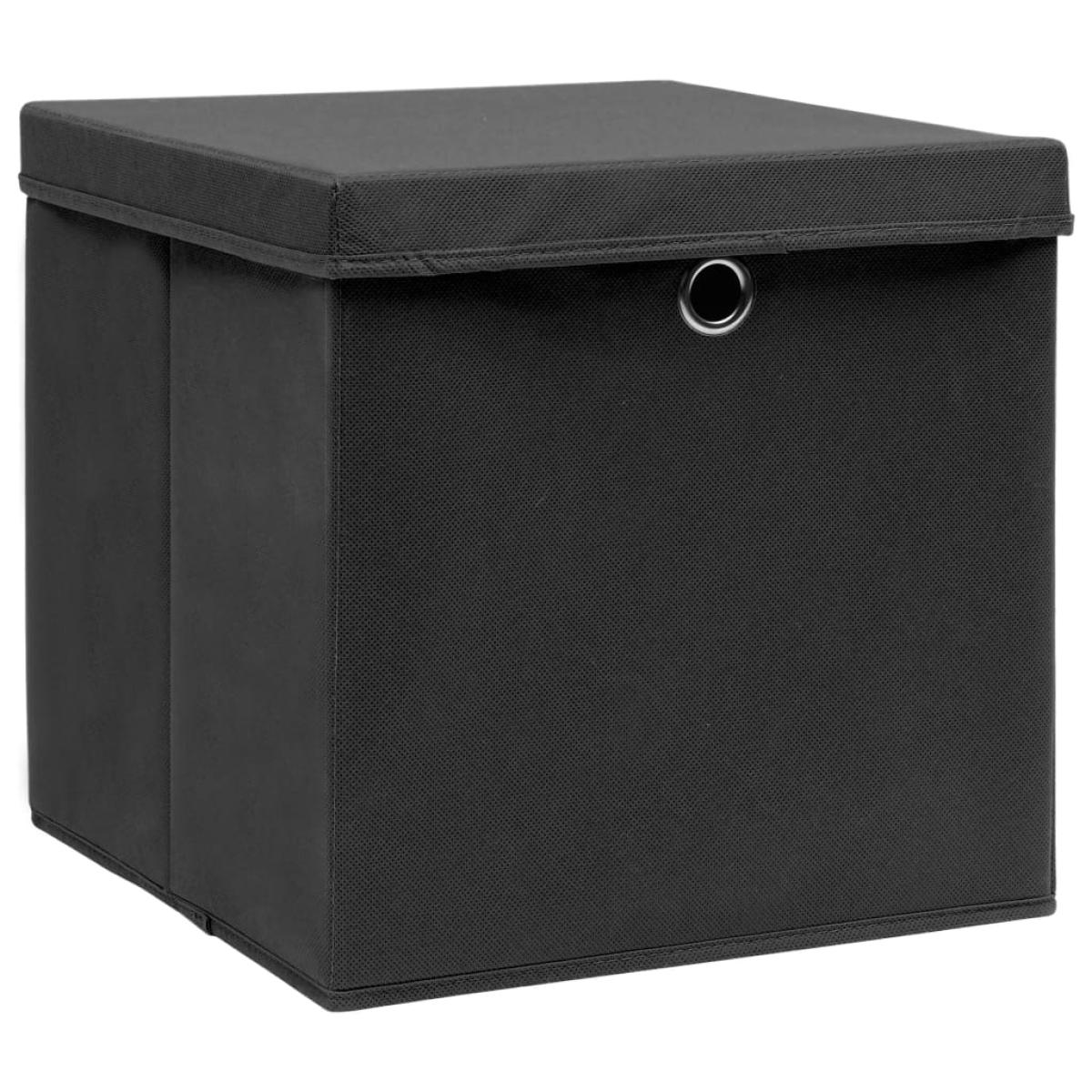 Cajas de almacenamiento con cubiertas 4 uds 28x28x28 cm negro