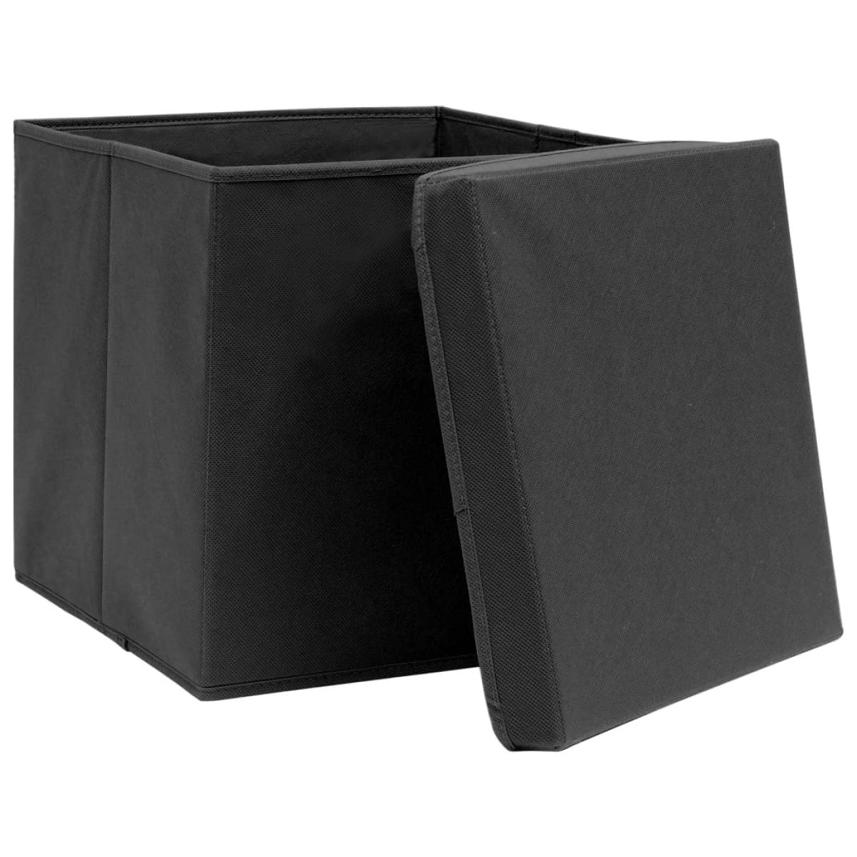 Cajas de almacenamiento con cubiertas 4 uds 28x28x28 cm negro