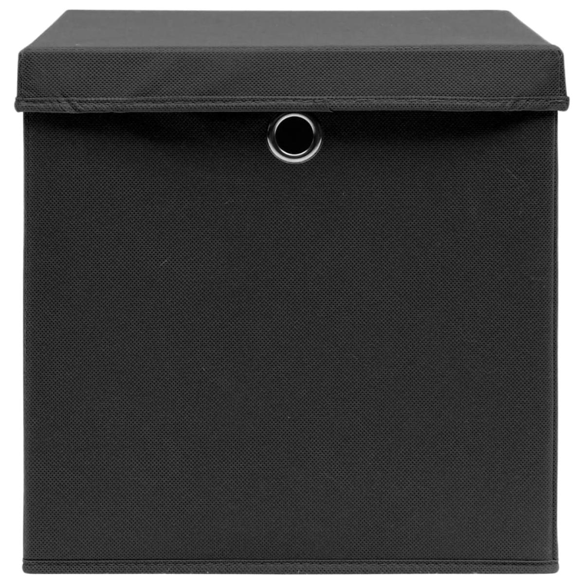 Cajas de almacenamiento con tapas 10 uds 28x28x28 cm negro
