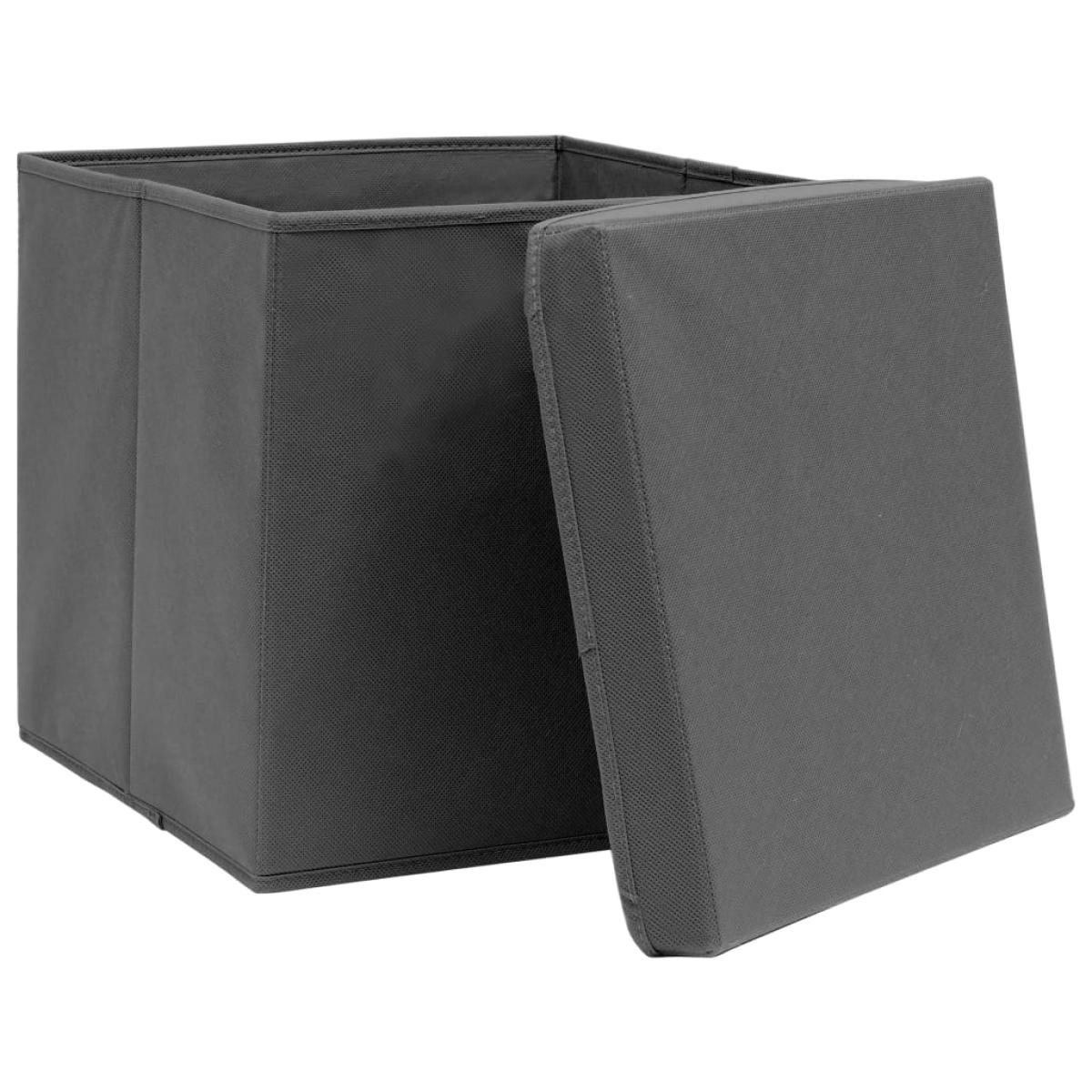 Cajas de almacenamiento con tapas 4 uds 28x28x28 cm gris