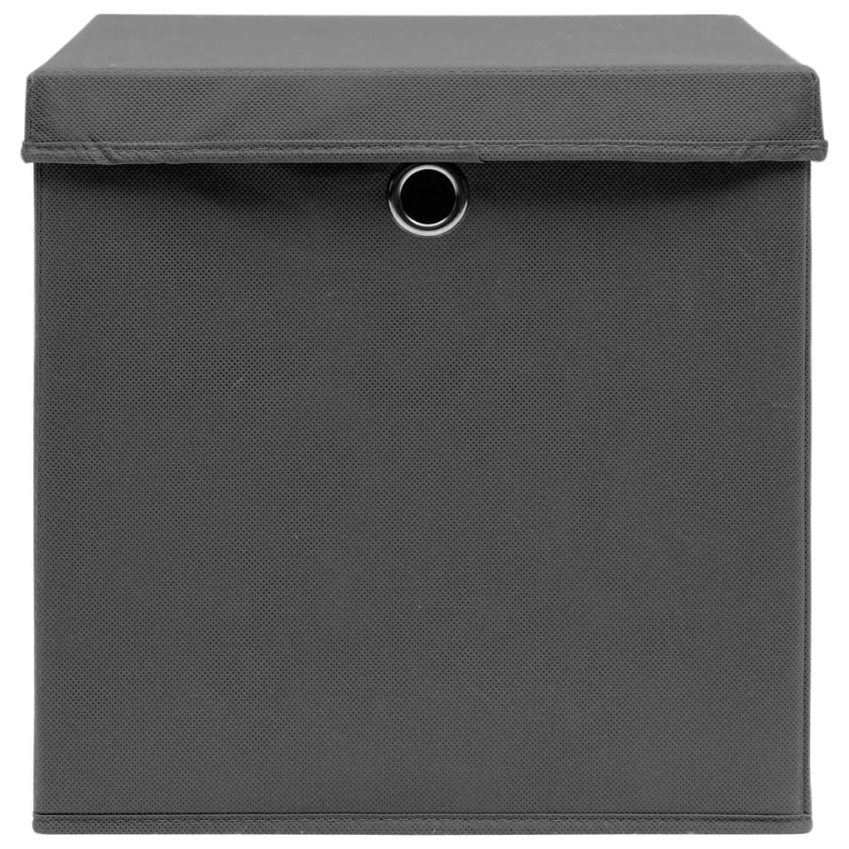 Cajas de almacenamiento con tapas 4 uds 28x28x28 cm gris