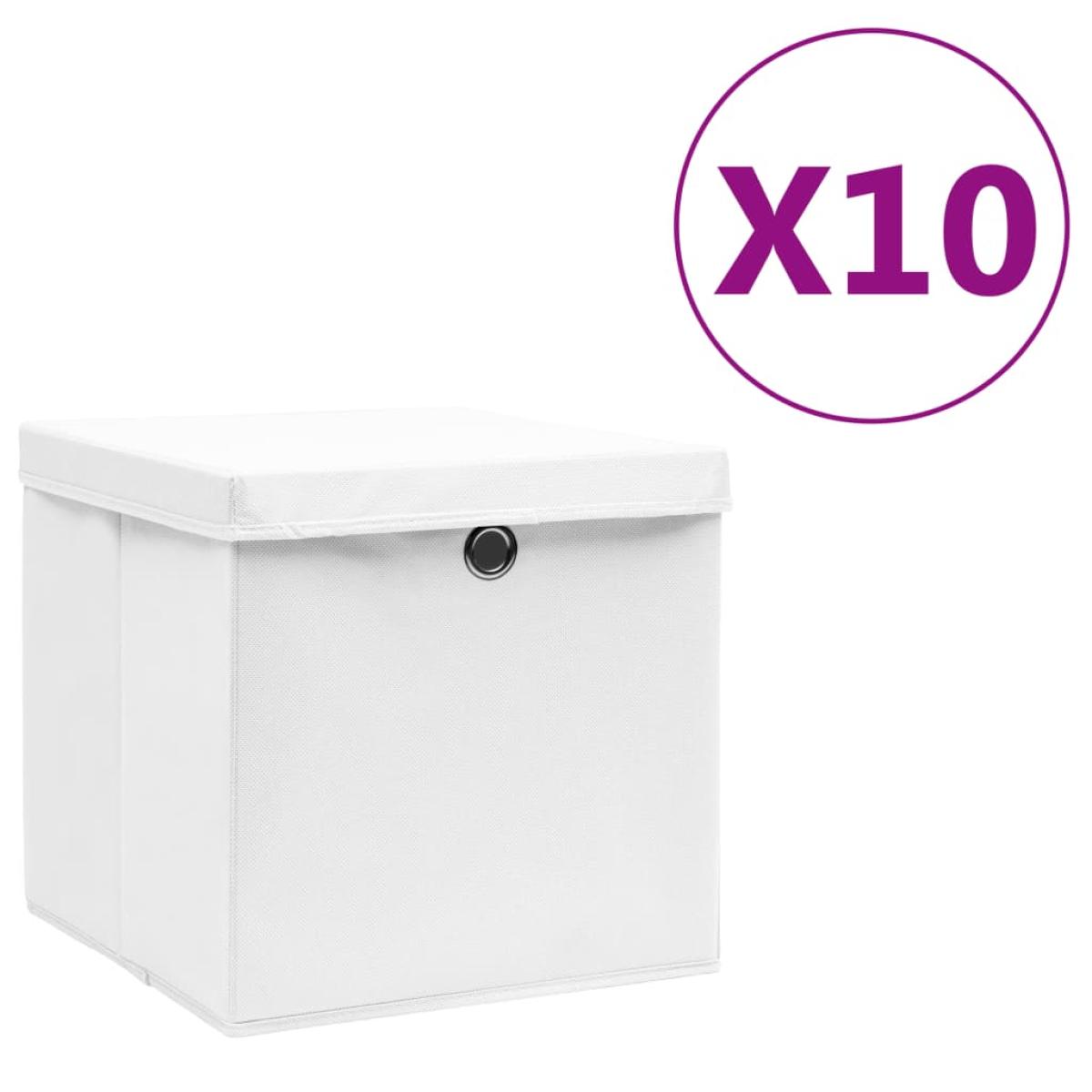 Cajas de almacenamiento con tapas 10 uds 28x28x28 cm blanco