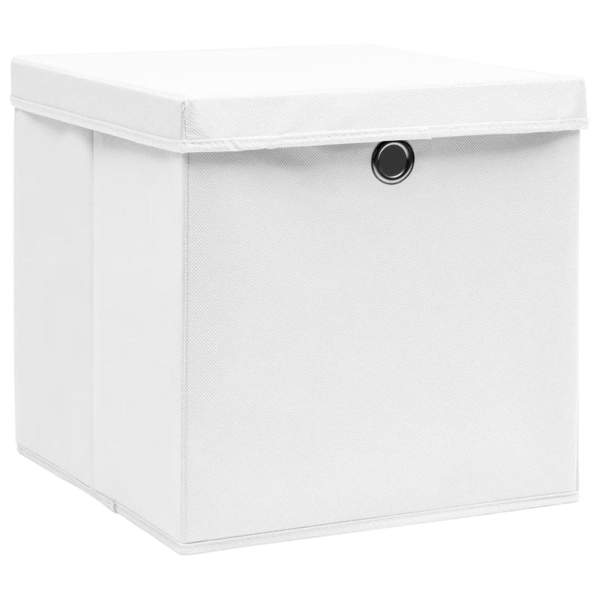 Cajas de almacenamiento con tapas 10 uds 28x28x28 cm blanco