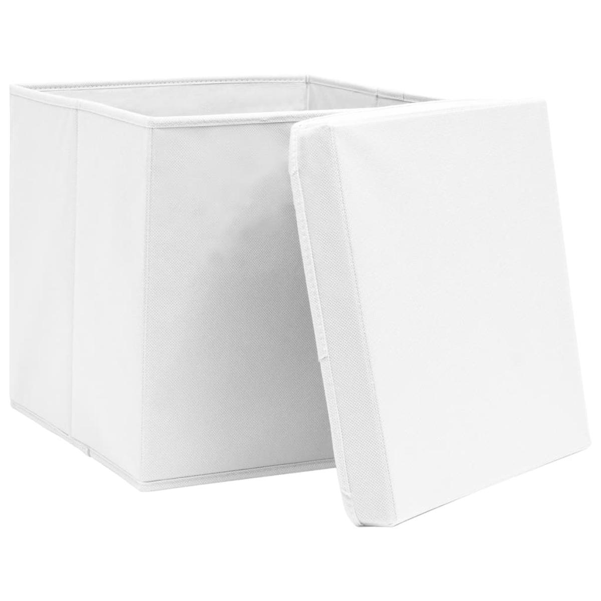 Cajas de almacenamiento con tapas 10 uds 28x28x28 cm blanco