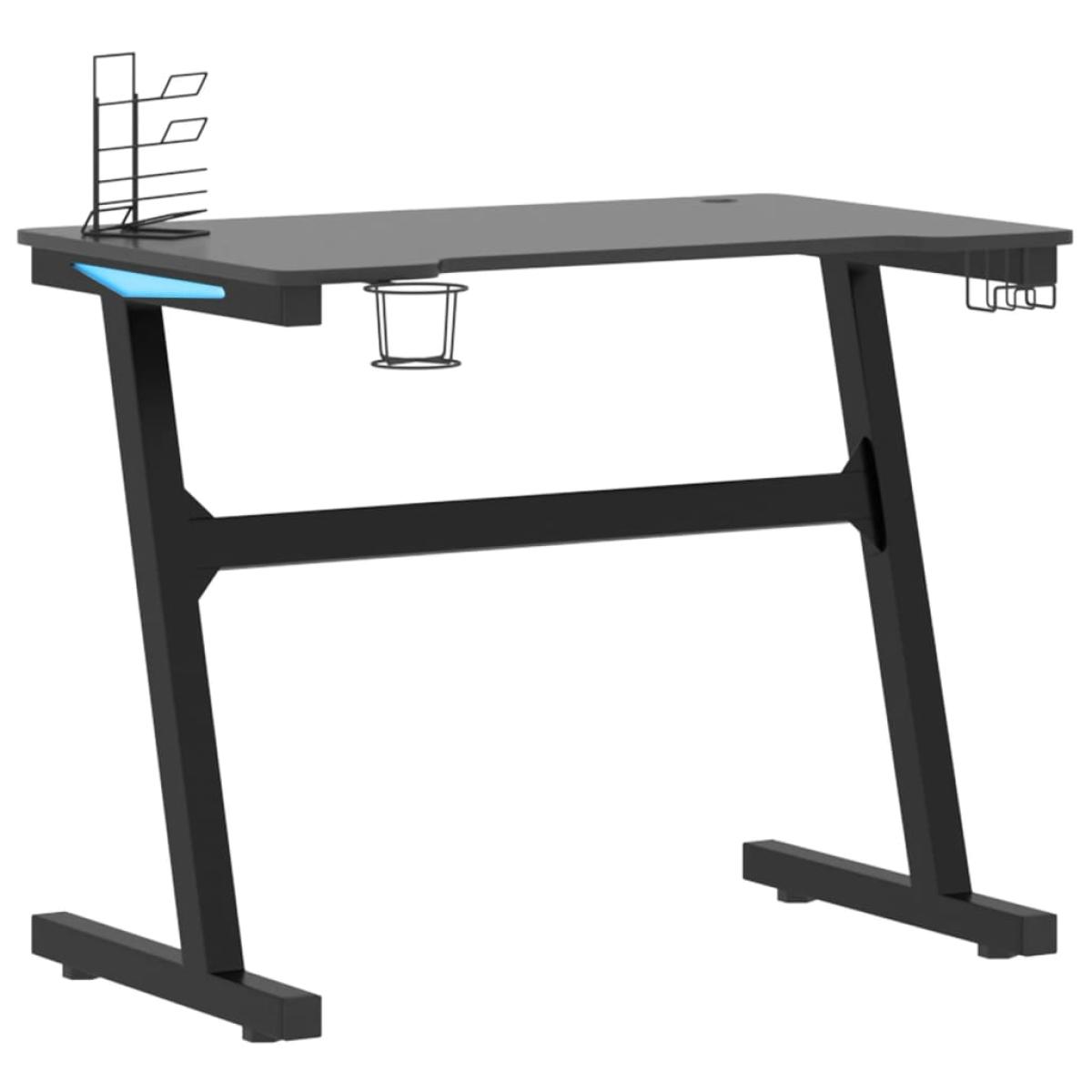 Escritorio gaming LED con patas en forma Z negro 90x60x75 cm