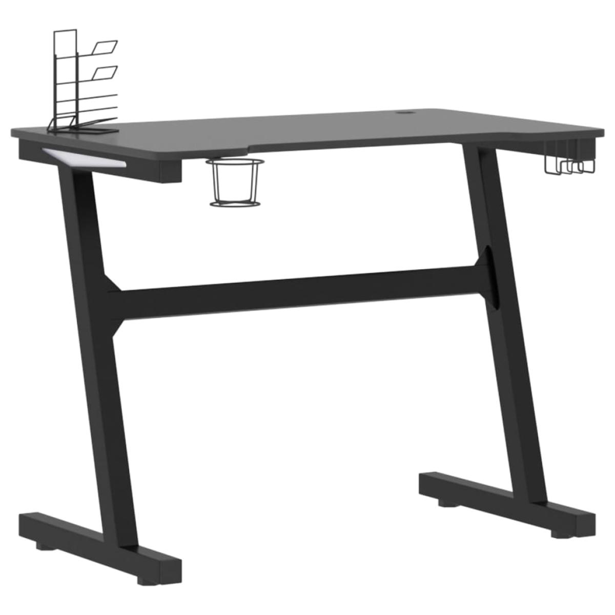 Escritorio gaming LED con patas en forma Z negro 90x60x75 cm