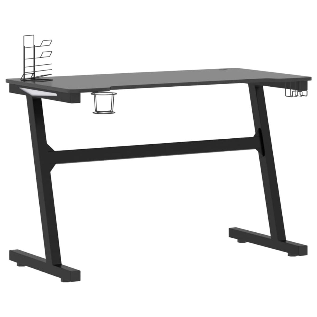 Escritorio gaming LED con forma de Z negro 110x60x75cm