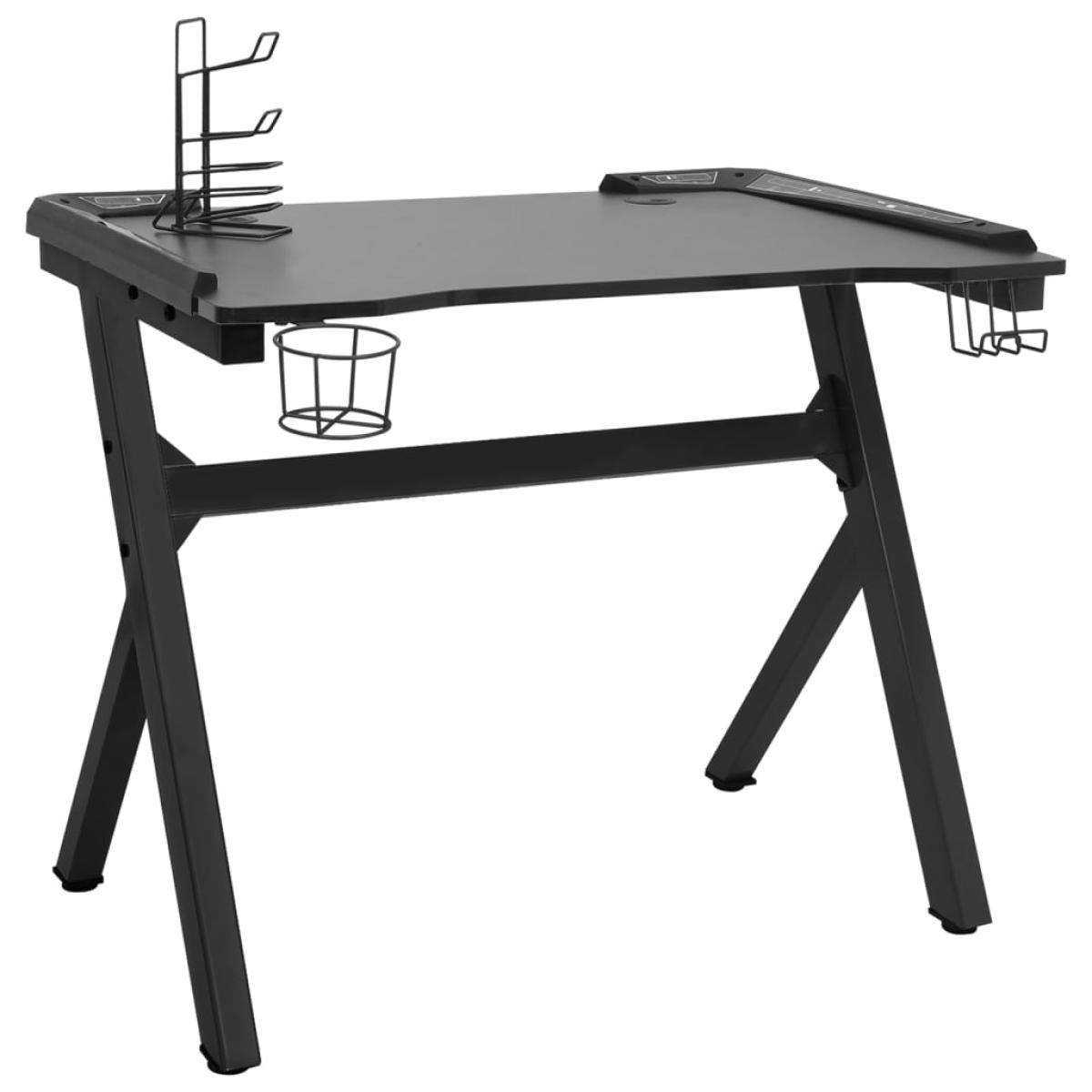 Escritorio gaming LED con forma de Y negro 110x60x75cm