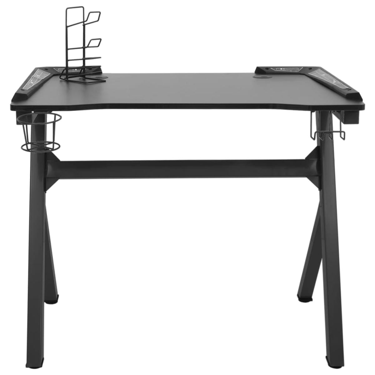 Escritorio gaming LED con forma de Y negro 110x60x75cm