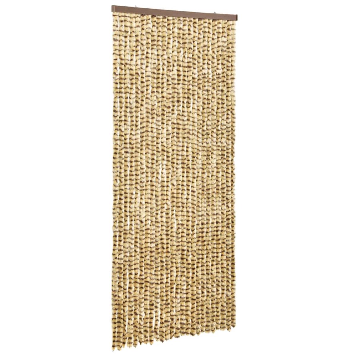 Cortina mosquitera beige y marrón chenilla 90x220 cm 