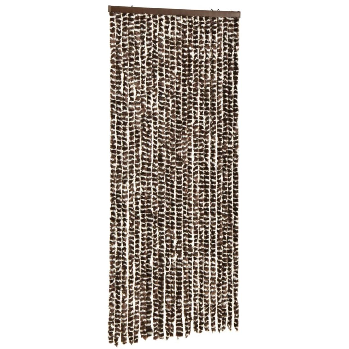 Cortina mosquitera chenilla marrón y blanco 90x220 cm 