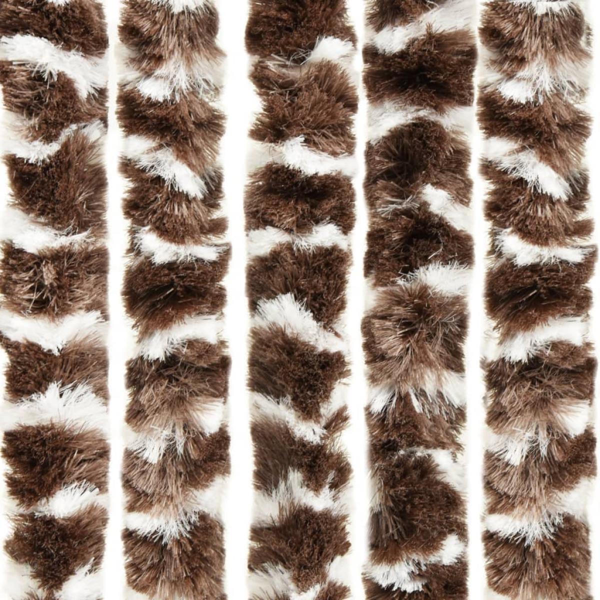 Cortina mosquitera chenilla marrón y blanco 90x220 cm 