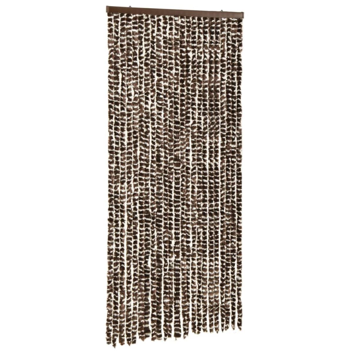 Cortina mosquitera chenilla marrón y blanco 100x220 cm