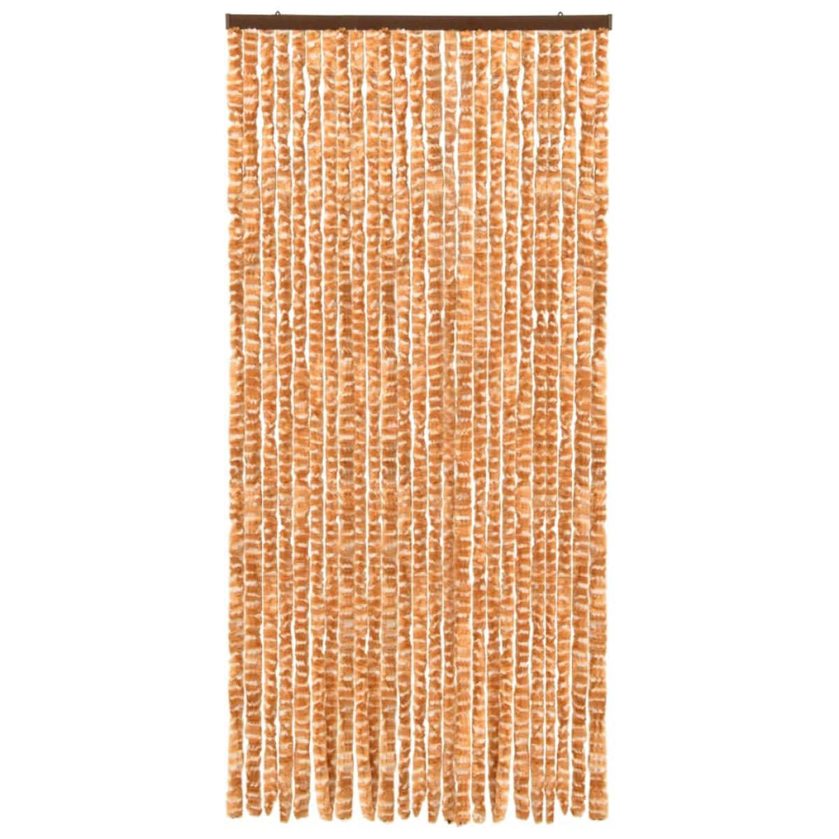 Cortina mosquitera chenilla ocre y blanco 100x220 cm