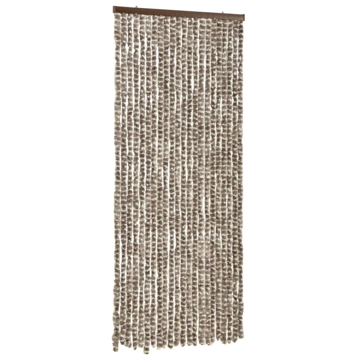 Cortina mosquitera chenilla gris taupe y blanco 90x220 cm