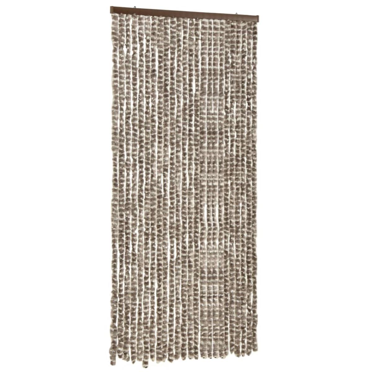 Cortina mosquitera chenilla gris taupe y blanco 100x220 cm 