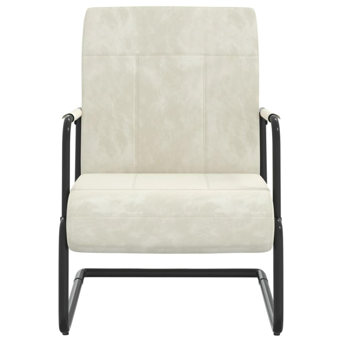 Silla voladiza de terciopelo blanco crema