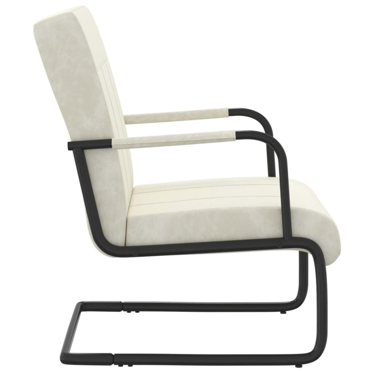 Silla voladiza de terciopelo blanco crema