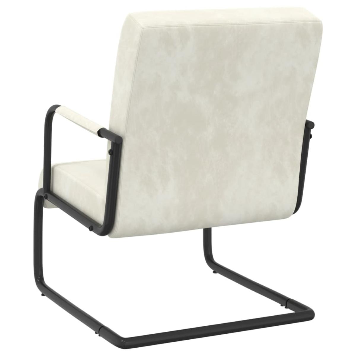 Silla voladiza de terciopelo blanco crema