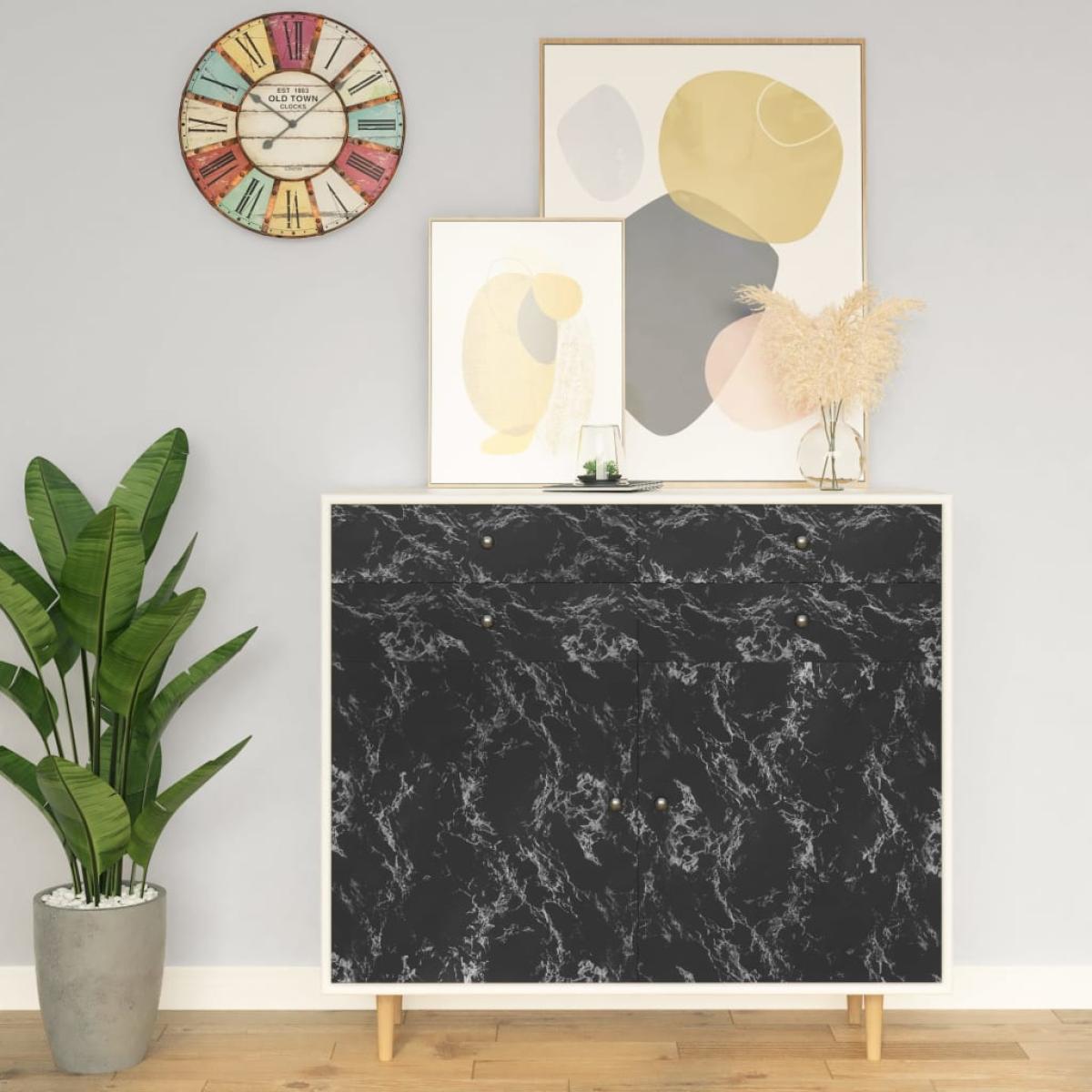 Láminas autoadhesivas muebles PVC piedra negra 500x90 cm