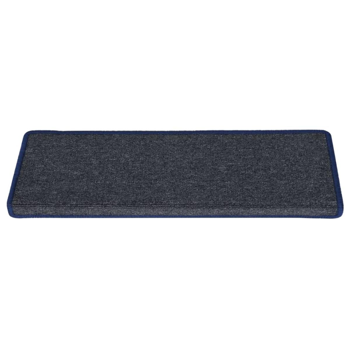 Alfombras de peldaños de escalera 15 uds gris y azul 65x25 cm